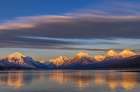 Winter sunset on mountain peaks over Lake McDonald in Glacier National Park-Montana-USA Art Print